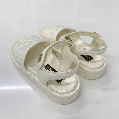 Chanel Quilted CC Logo Leather Velcro Sandals