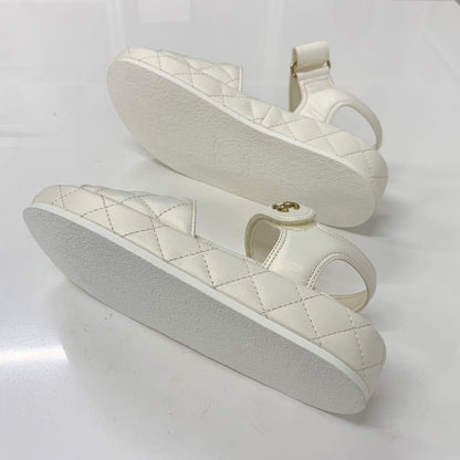 Chanel Quilted CC Logo Leather Velcro Sandals