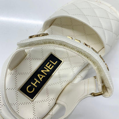 Chanel Quilted CC Logo Leather Velcro Sandals