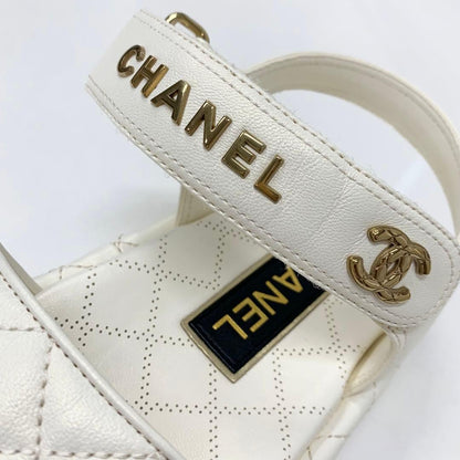 Chanel Quilted CC Logo Leather Velcro Sandals