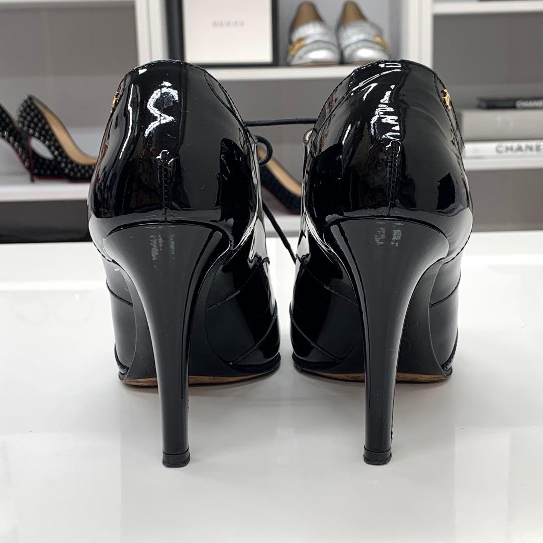 Chanel Patent CC Logo Lace-up Booties Black Boot — view 6
