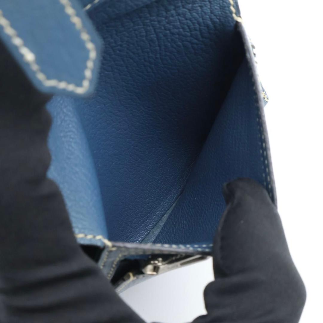 Hermes Bearn Compact Chevre Bifold Wallet Blue — view 3