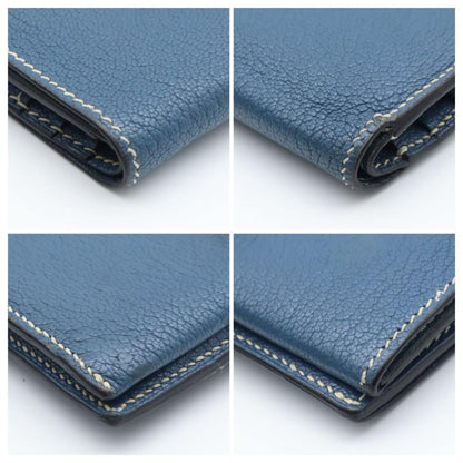 Hermes Bearn Compact Chevre Bifold Wallet Blue — view 8