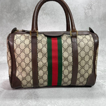 Gucci GG Sherry Line Boston Bag Hand Leather Brown — view 2