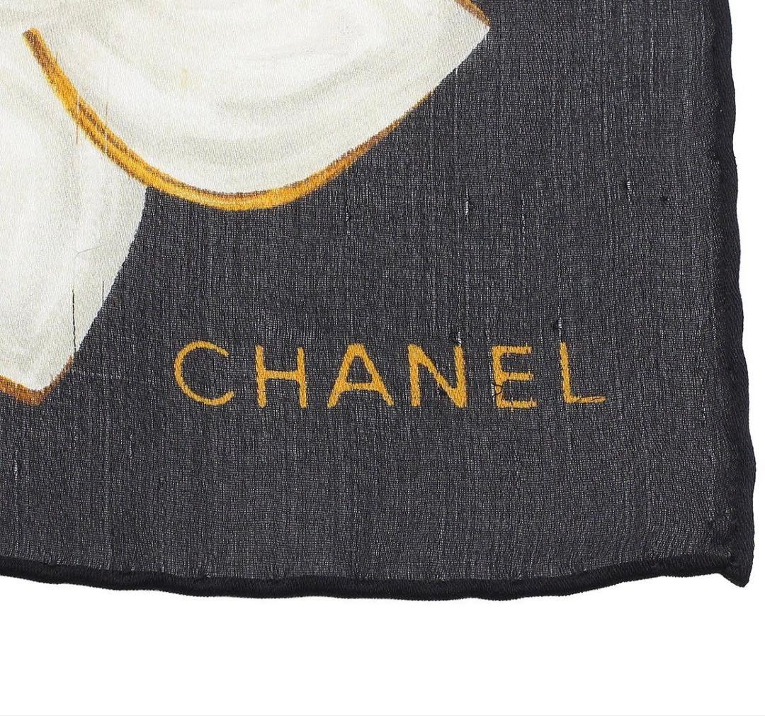 Chanel Camellia Pattern Flower Sheer Silk Scarf — view 5