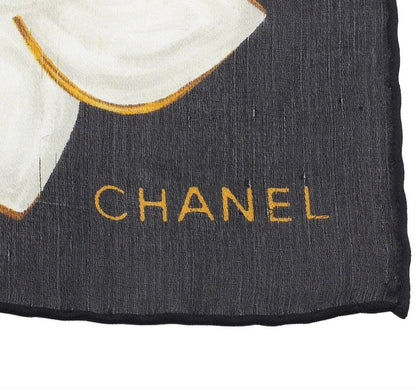 Chanel Camellia Pattern Flower Sheer Silk Scarf — view 5