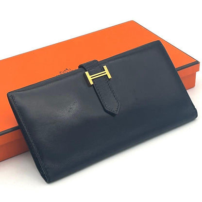 Hermes Bearn Classic Box Calf Black Wallet Model