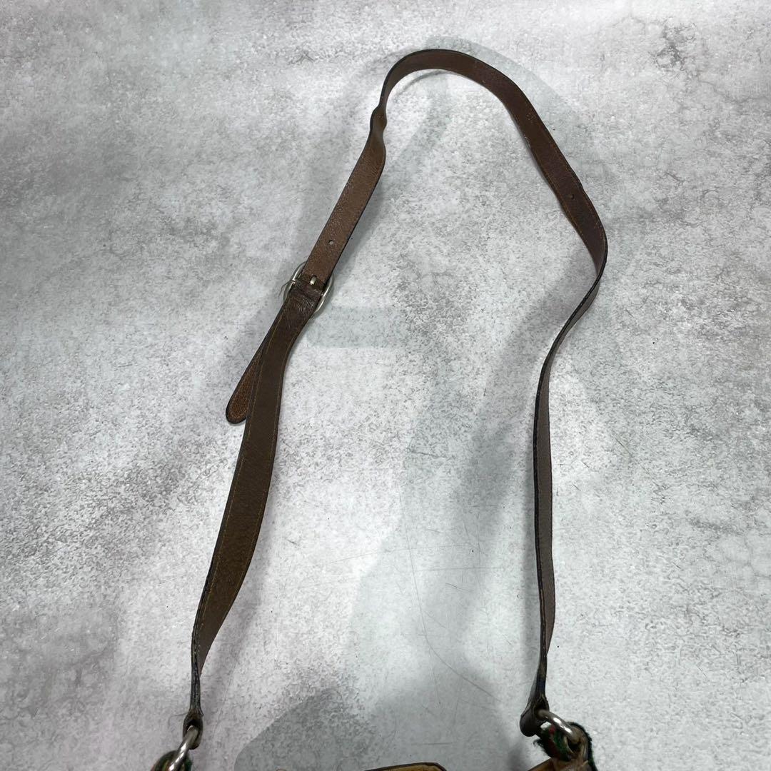 Gucci GG Sherry Line Shoulder Bag Brown Leather Drawstring — view 4