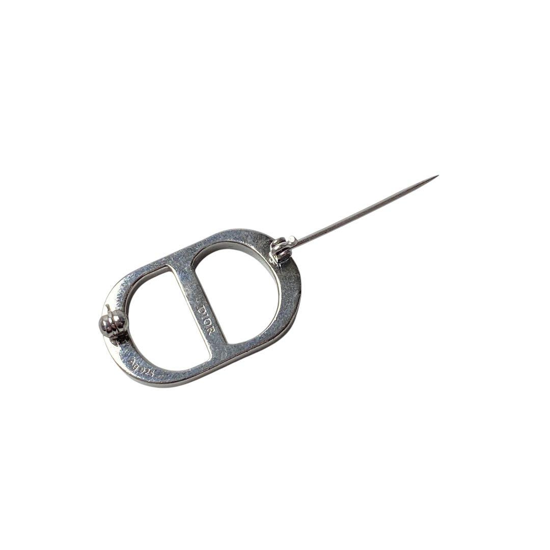 Dior Rhinestone Logo Brooch Ag925