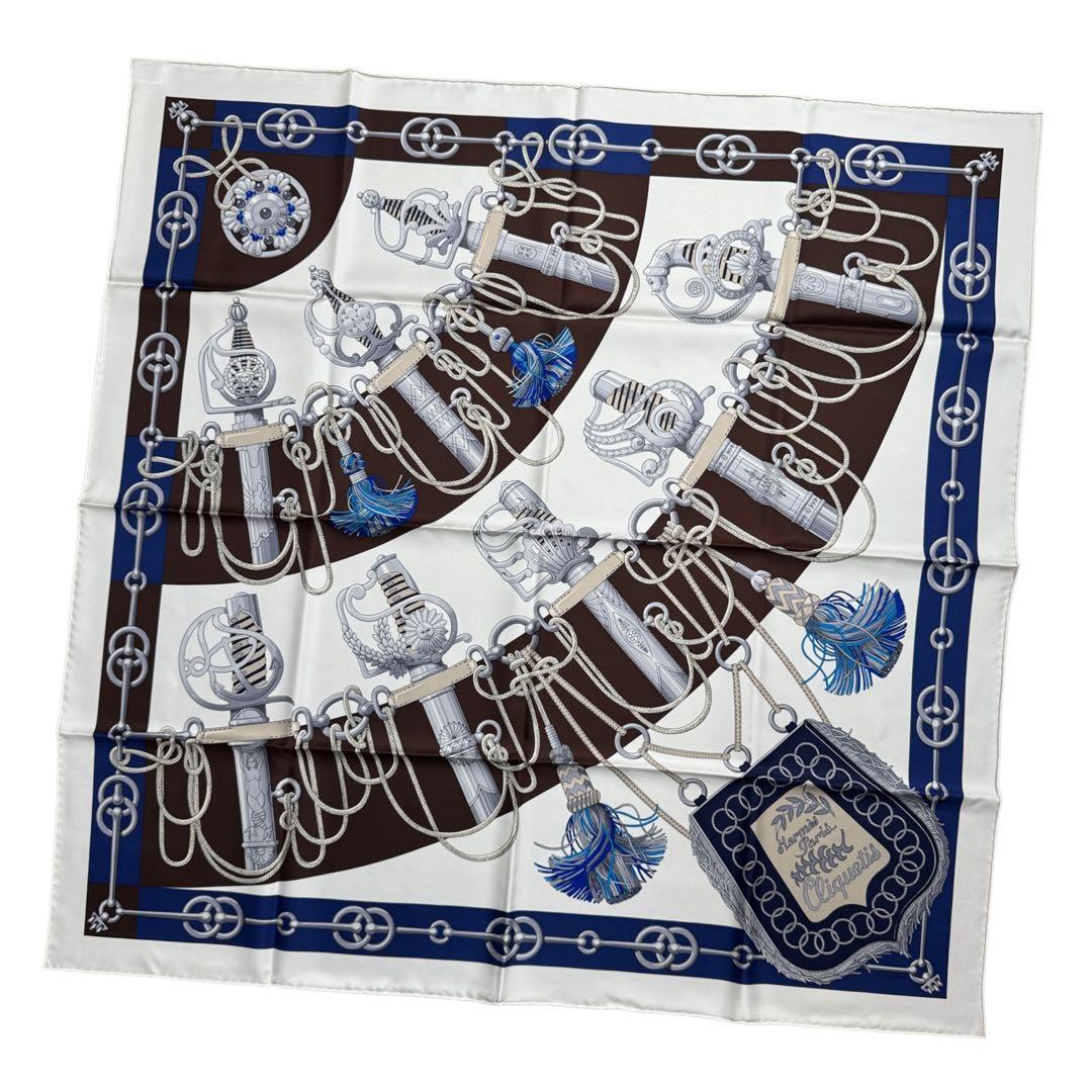 Hermes Carre 90 Cliquetis Silk Scarf Sword Handle