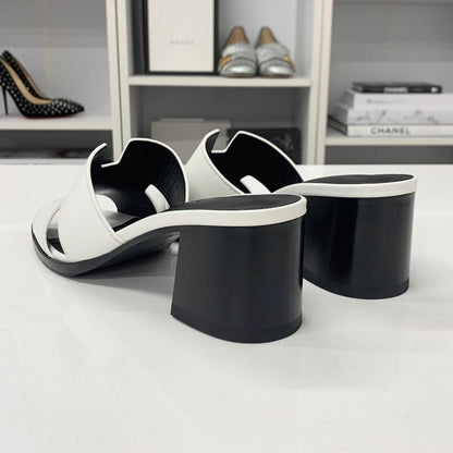 Hermes Area 60 Leather Sandals Mule White