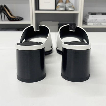 Hermes Area 60 Leather Sandals Mule White