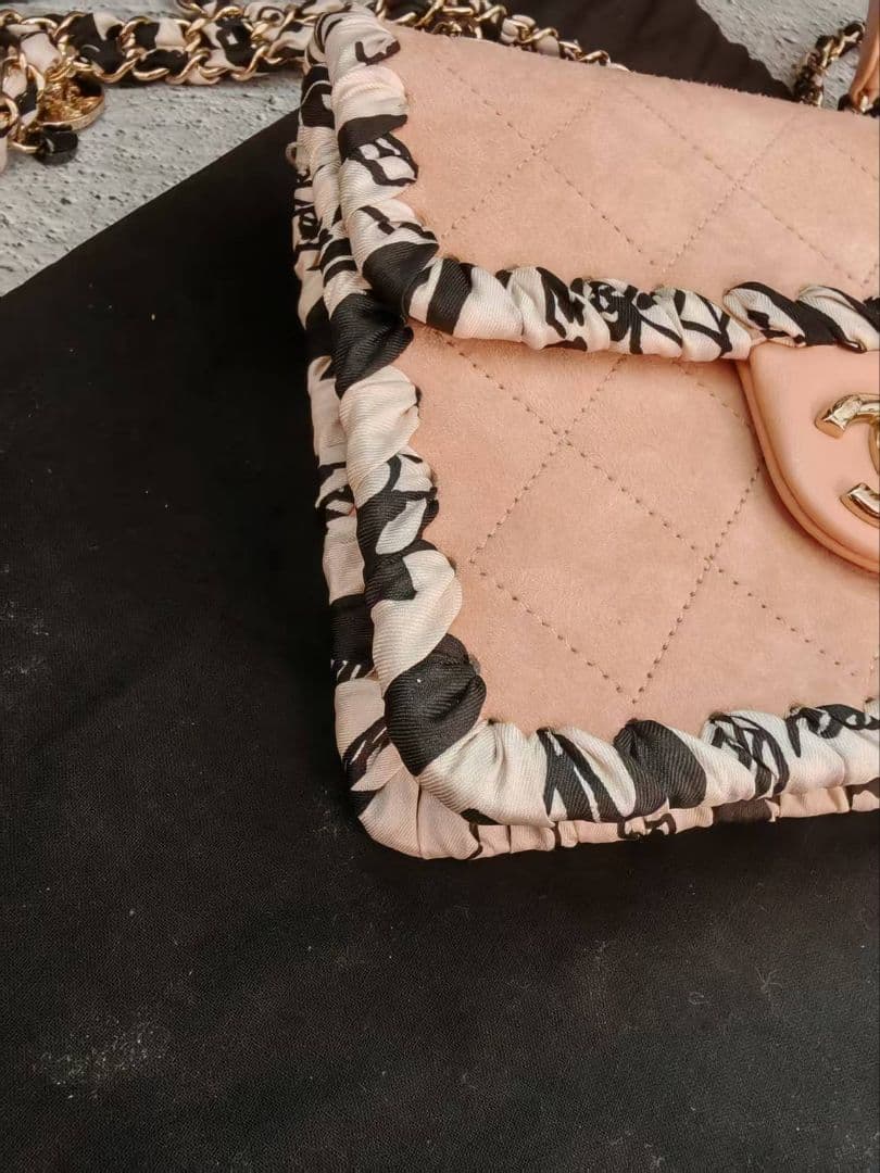 Chanel Suede Ribbon Mini Flap Bag Pink — view 3