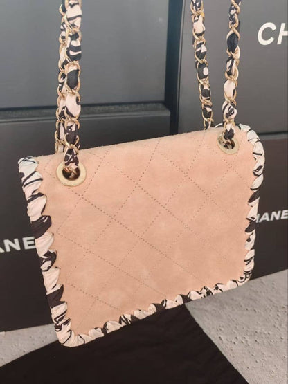 Chanel Suede Ribbon Mini Flap Bag Pink — view 5