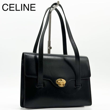 Celine Carriage Triomphe Leather Tote Vintage Black