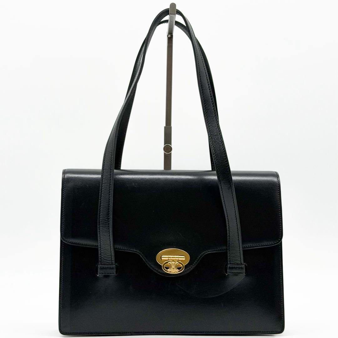 Celine Carriage Triomphe Leather Tote Vintage Black — view 2
