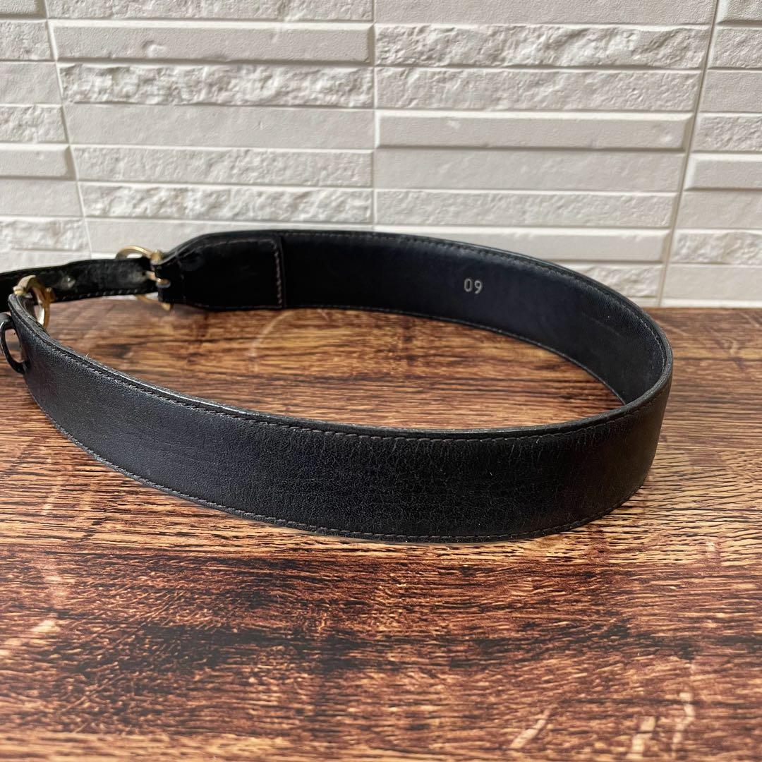 Celine Leather Triomphe Logo Gold Belt Black — view 8