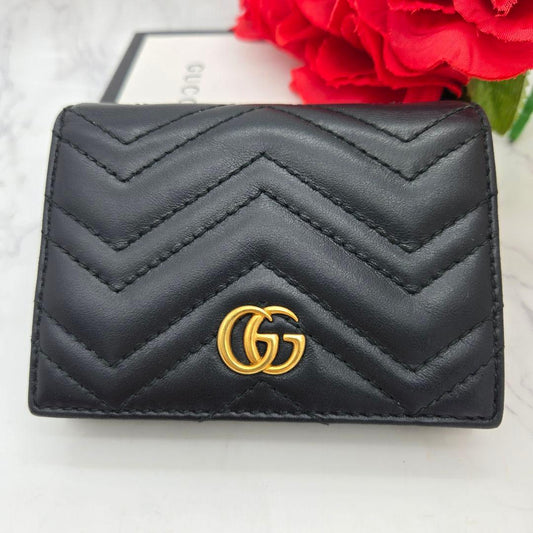 Gucci Fold Wallet GG Marmont Quilted Black