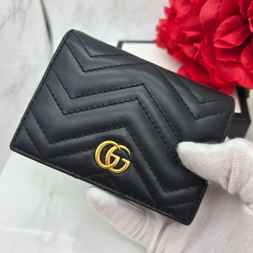 Gucci Fold Wallet GG Marmont Quilted Black — view 3