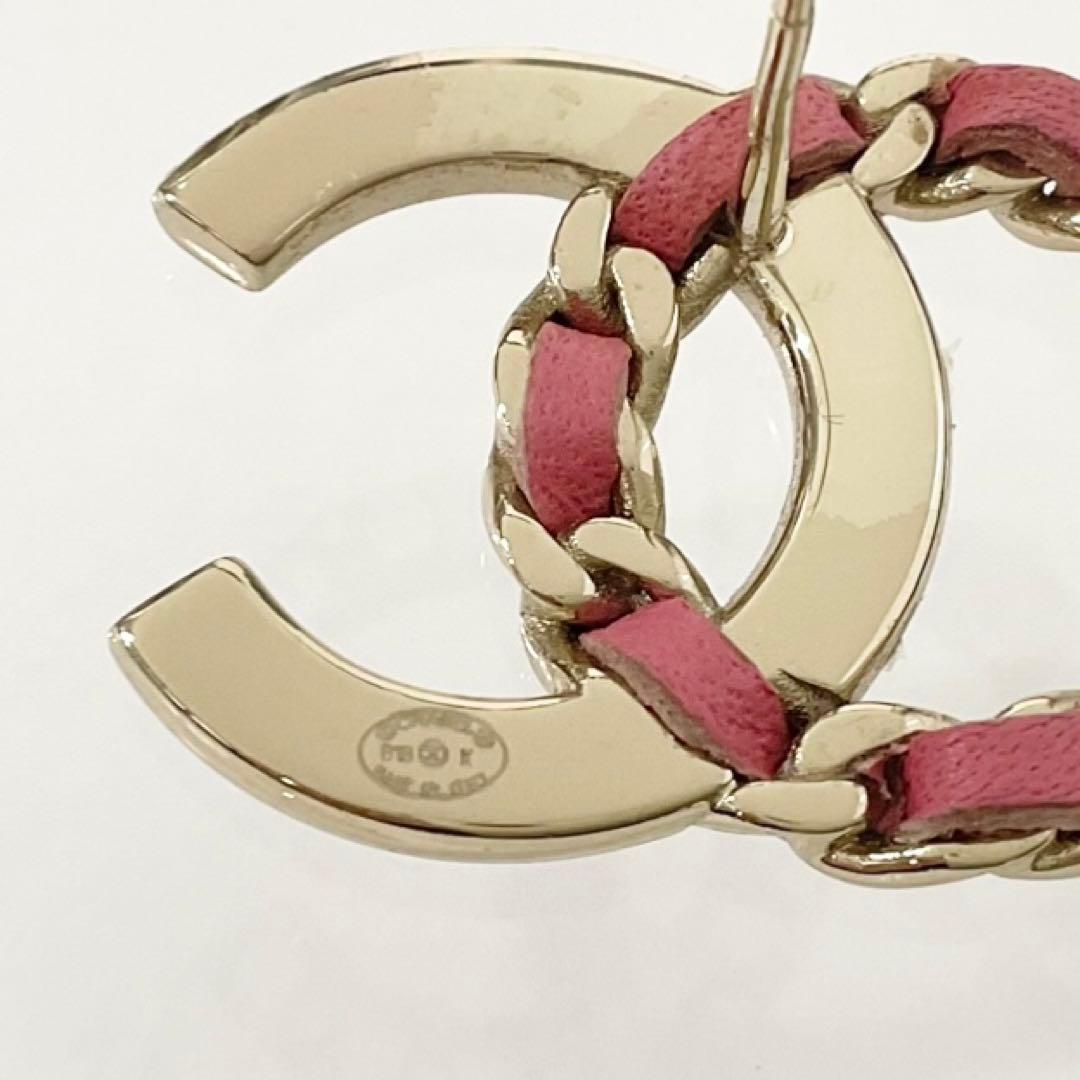 Chanel Earrings CC Logo Rhinestone Gold Pink — view 5