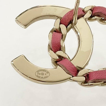 Chanel Earrings CC Logo Rhinestone Gold Pink — view 5