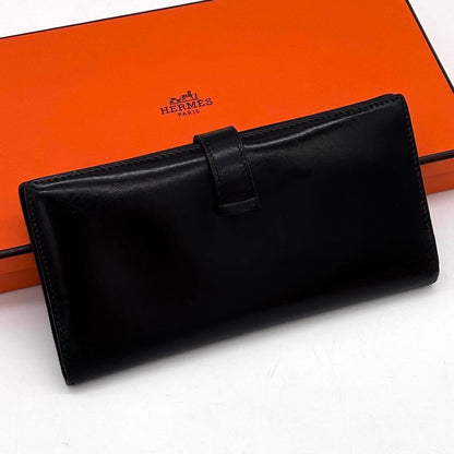 Hermes Bearn Classic Box Calf Black Wallet — view 2