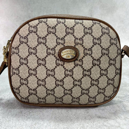 Gucci GG Shoulder Bag Brown Beige Logo Leather — view 2