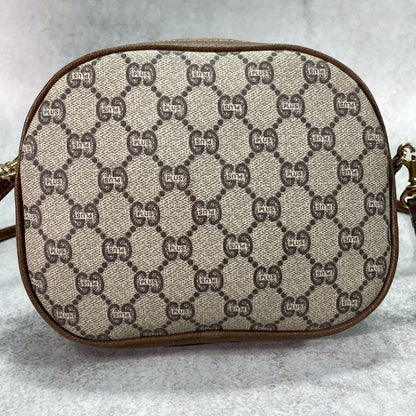 Gucci GG Shoulder Bag Brown Beige Logo Leather — view 3