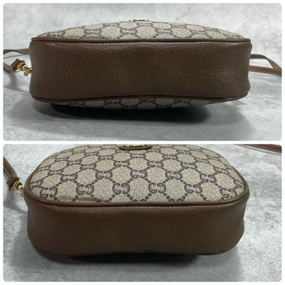 Gucci GG Shoulder Bag Brown Beige Logo Leather — view 7