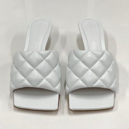 Bottega Veneta Lambskin Quilted Mules White