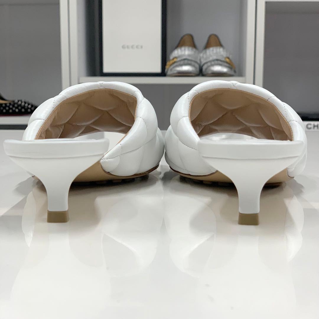 Bottega Veneta Lambskin Quilted Mules White