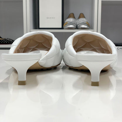 Bottega Veneta Lambskin Quilted Mules White