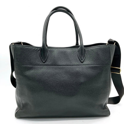 Prada 2way Bag Leather Black Gold Hardware A4 Logo