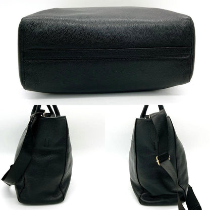 Prada 2way Bag Leather Black Gold Hardware A4 Logo