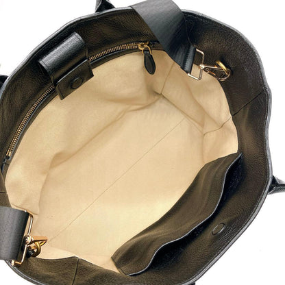 Prada 2way Bag Leather Black Gold Hardware A4 Logo