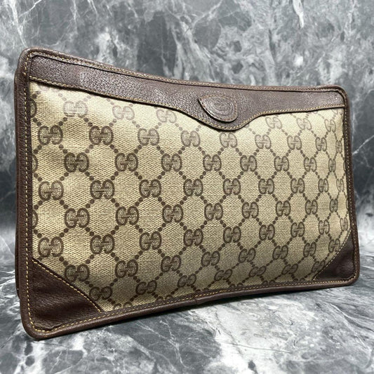 Gucci Clutch Second Brown Leather Logo