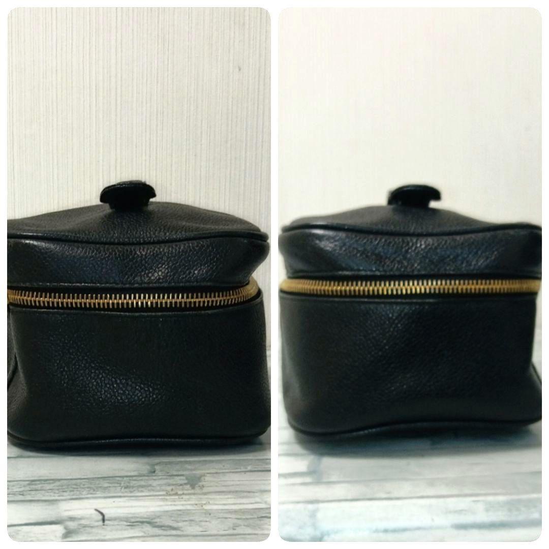 Chanel Vanity Pouch Caviar Leather Black CC Logo — view 3