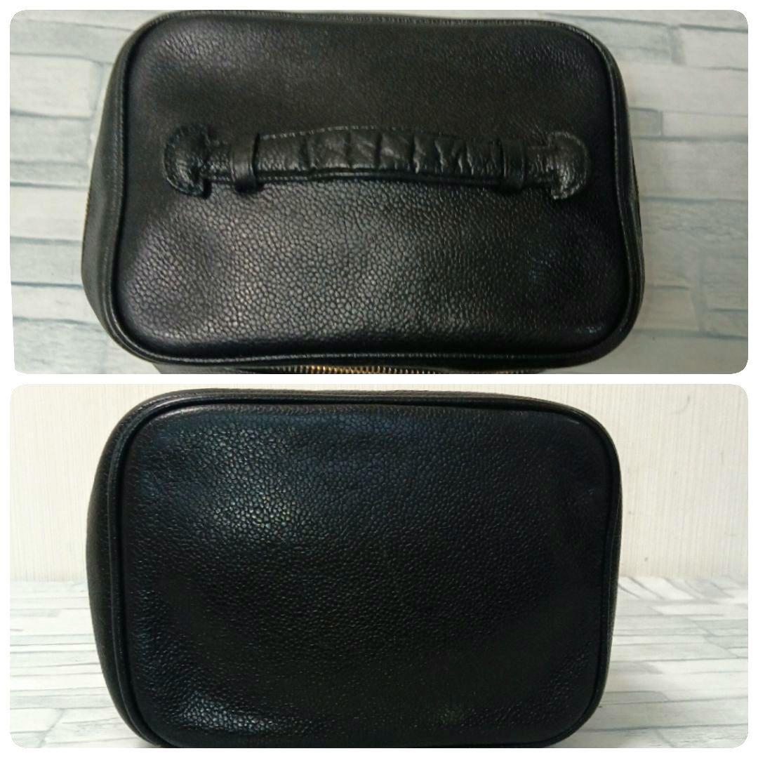 Chanel Vanity Pouch Caviar Leather Black CC Logo — view 4