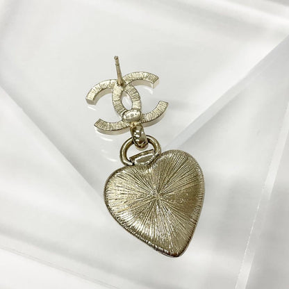 Chanel Cocomark Earrings Heart Bijou Gold Black