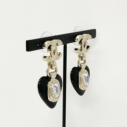 Chanel Cocomark Earrings Heart Bijou Gold Black