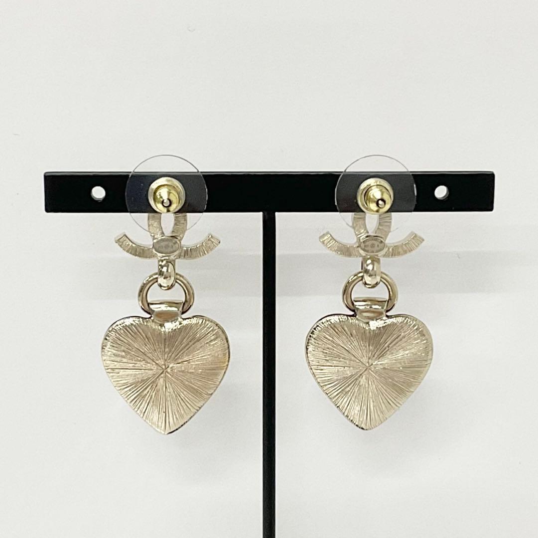 Chanel Cocomark Earrings Heart Bijou Gold Black