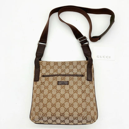 Gucci Shoulder Bag GG Canvas Brown Crossbody