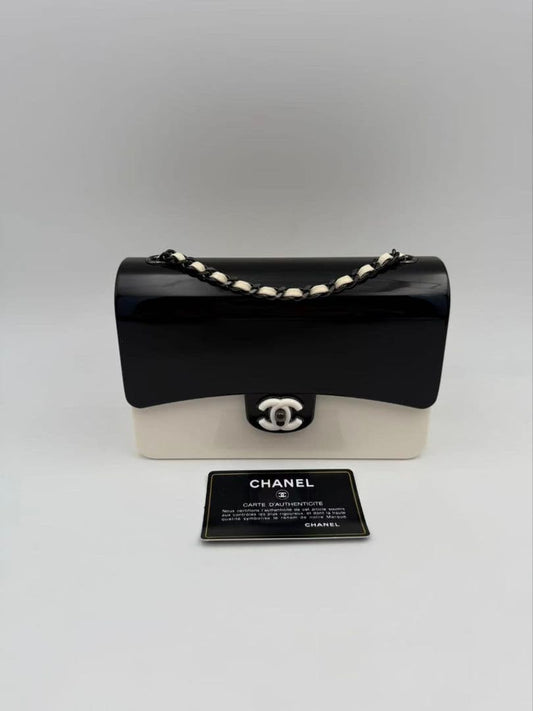 Chanel Acrylic Chain Shoulder Bag Black White