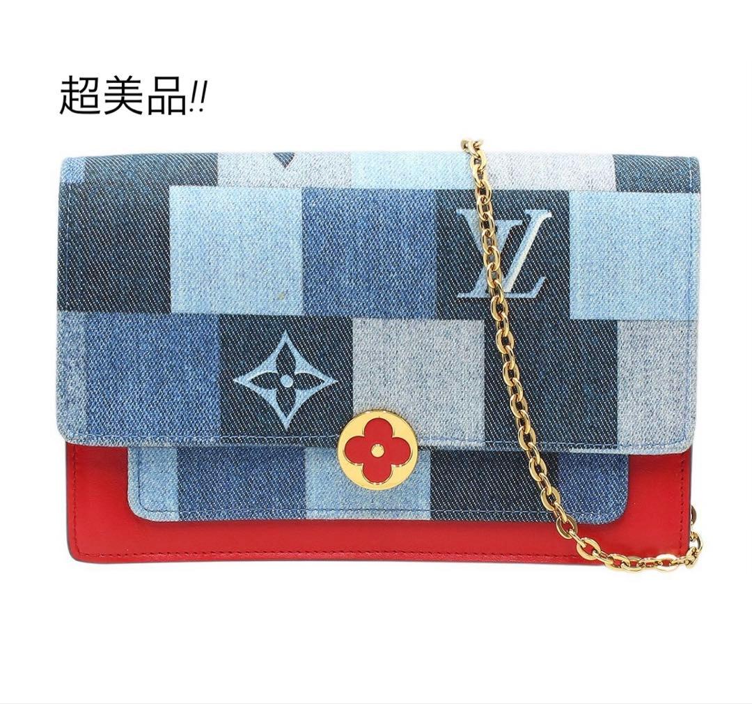 RARE Louis Vuitton Monogram Denim Chain Wallet Purse