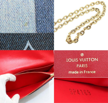 RARE Louis Vuitton Monogram Denim Chain Wallet Purse