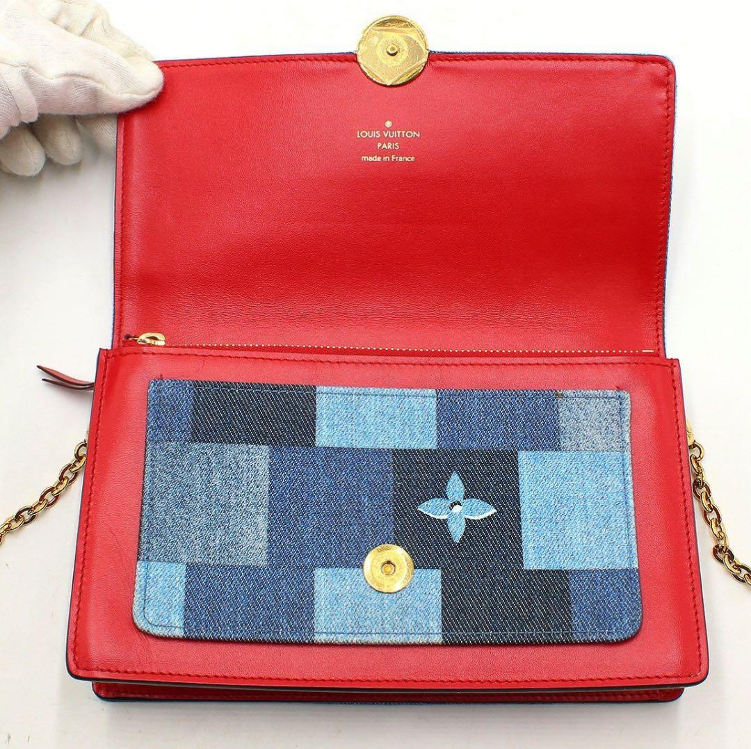 RARE Louis Vuitton Monogram Denim Chain Wallet Purse