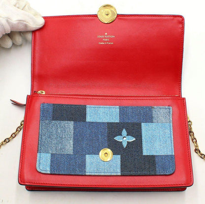 RARE Louis Vuitton Monogram Denim Chain Wallet Purse