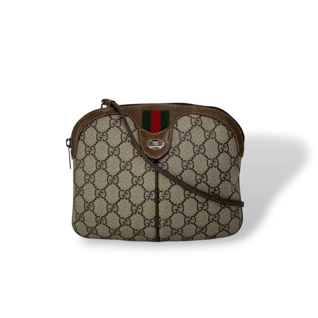 Old Gucci Shoulder Bag GG Supreme Sherry Line Mini Beige