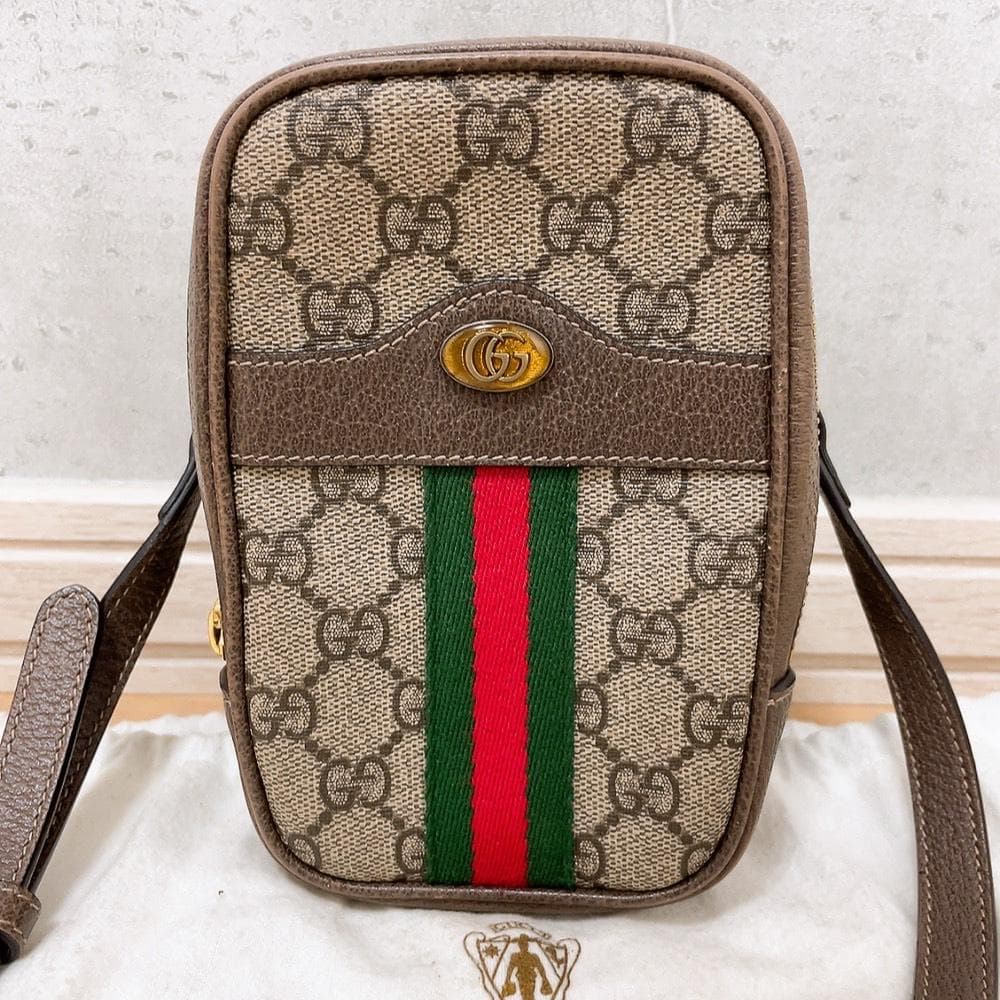 Gucci Ophidia Shoulder Bag GG Supreme Canvas Sherry