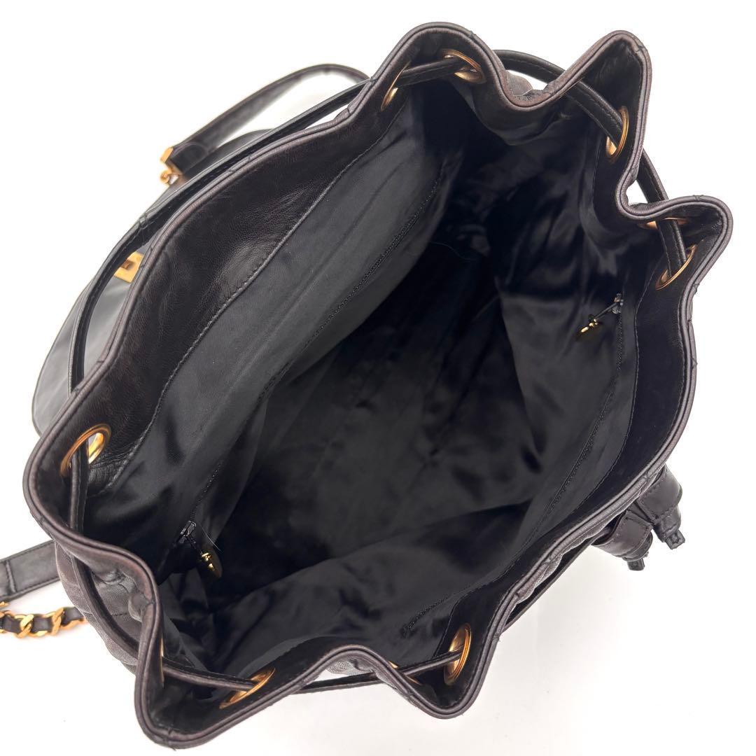 Chanel Quilted Backpack Black Lambskin Brown — view 4